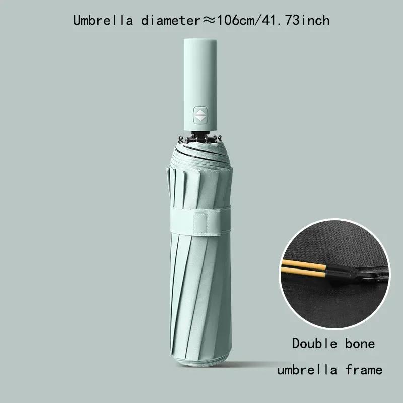 

Усиленный зонт с 24 костями, мужской деловой прочный ветроустойчивый зонт с защитой от ультрафиолета, женский солнцезащитный зонт светло-зеленый