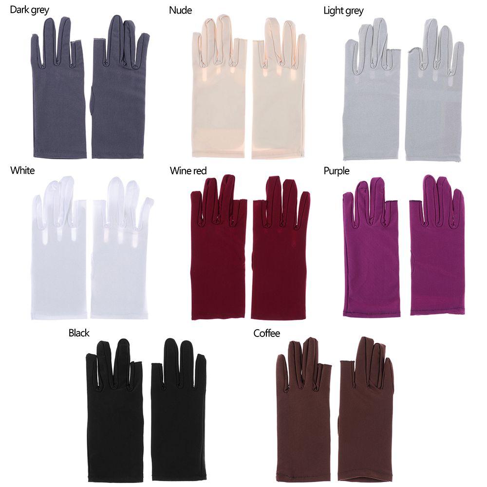 Short Stretch Thin Spandex Gloves Summer Mittens Two Finger Touch screen Driving Gloves
