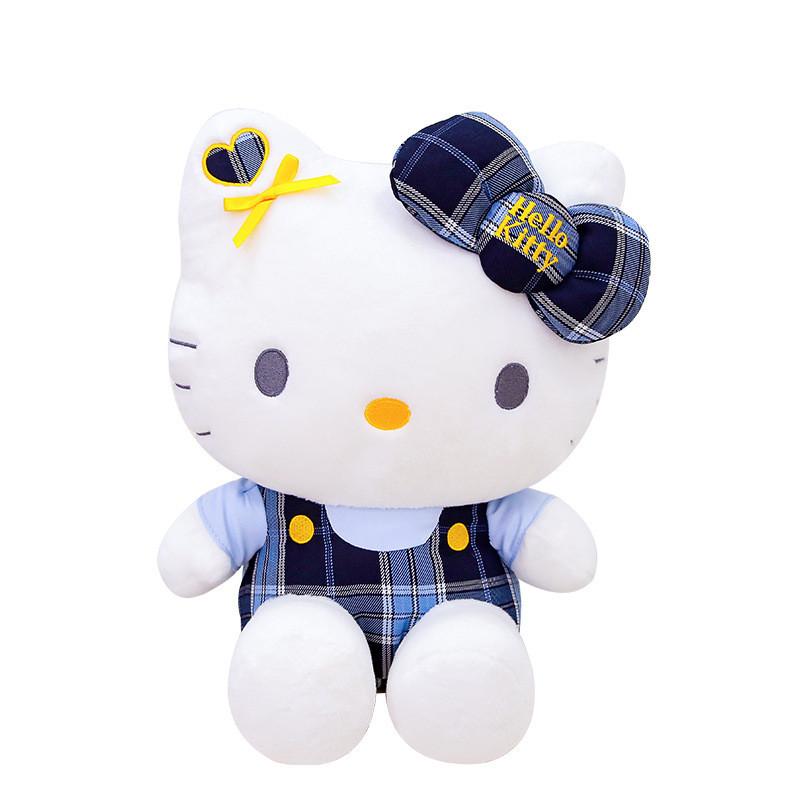 

Cat Kitty Checkered Clothes Bow Sitting Plush Doll Kids Bedroom Decor Gift And 26cm