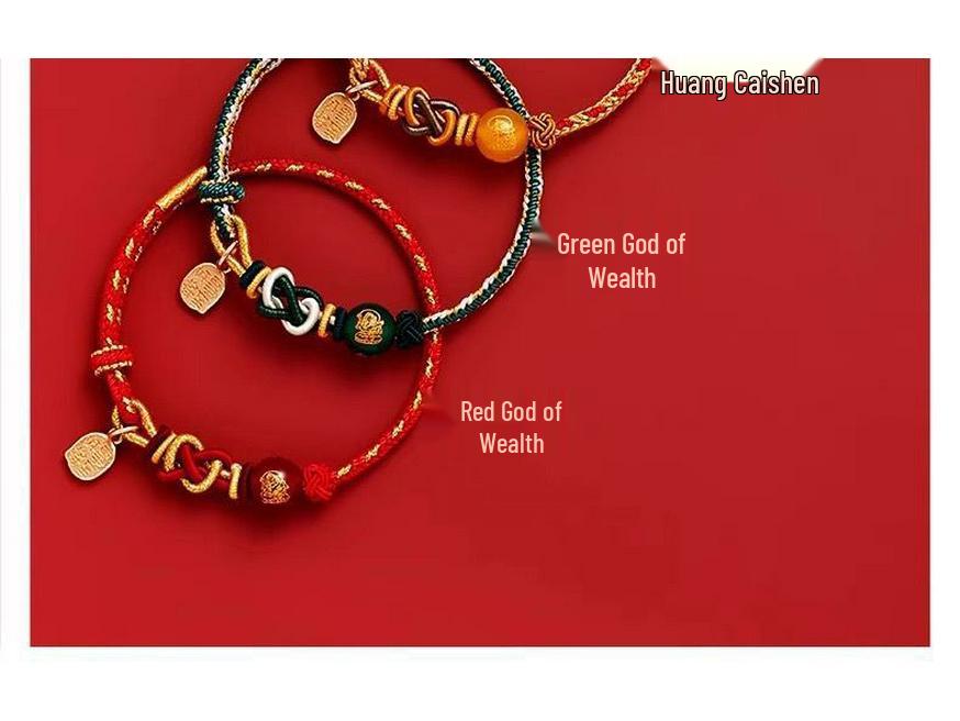 2025 Year of the Snake Red String Zodiac Bracelet with Five Paths God of Wealth Charm