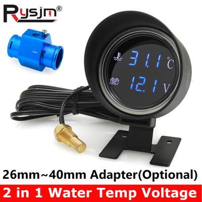 Digitaler Auto-LKW-Wassertemperaturanzeige + Voltmeter NPT1/8 10MM Temperatursensor Kopfstecker Verbindungsrohr Sensor Kühler Schlauchadapter