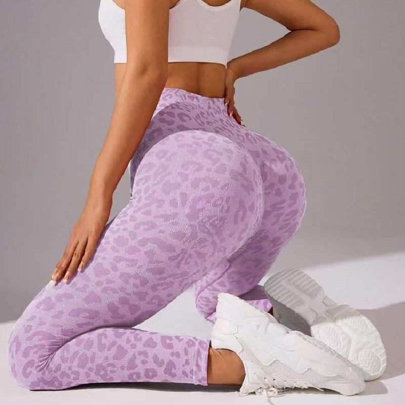 Sportovní legíny s vysokým pasem Dámské bezešvé leopardí jógové kalhoty Zvedání boků Trénink Fitness Venkovní legíny pro ženu