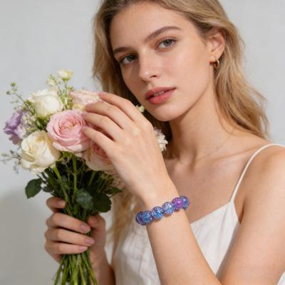 Braccialetto con Perline di Cristallo Sintetico Trasparente Elastico Leggero Ipoallergenico Donna Ragazza Braccialetto con Pietre Sintetiche Rotonde Gioielli alla Moda