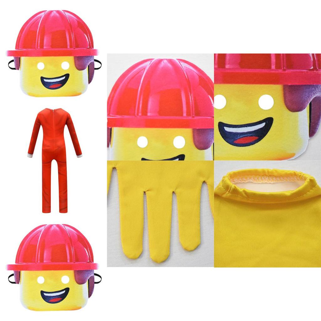 Levendige Oranje En Rode Roblox Cosplay Kinderen Jumpsuit Met Masker En Handschoenen