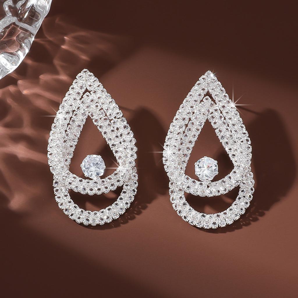 Full Diamond Zircon Fashion Temperament Cold Wind Earrings Bare Diamond High-End Earrings Girls Stud Earrings