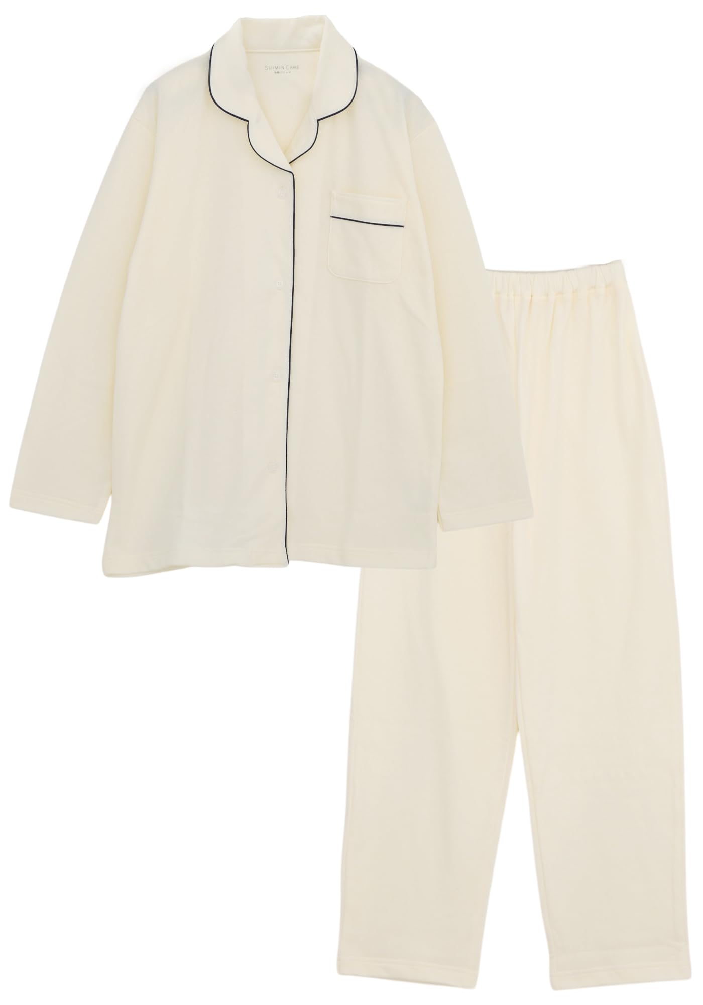 

SUIMIN CARE Женская пижама из мягкой марлевой ткани, сделано в Японии, с длинным рукавом, 100% хлопок, весна/осень (LL, Слоновая кость (твердый))