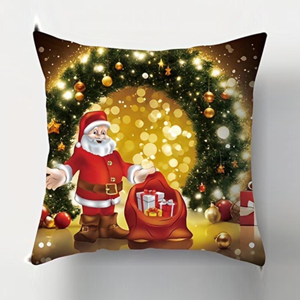 1 шт наволочка с рождественским принтом мягкое полиэфирное волокно застежка-молния подходит для диванов кроватей и домашнего декора 45x45cm 1123₽