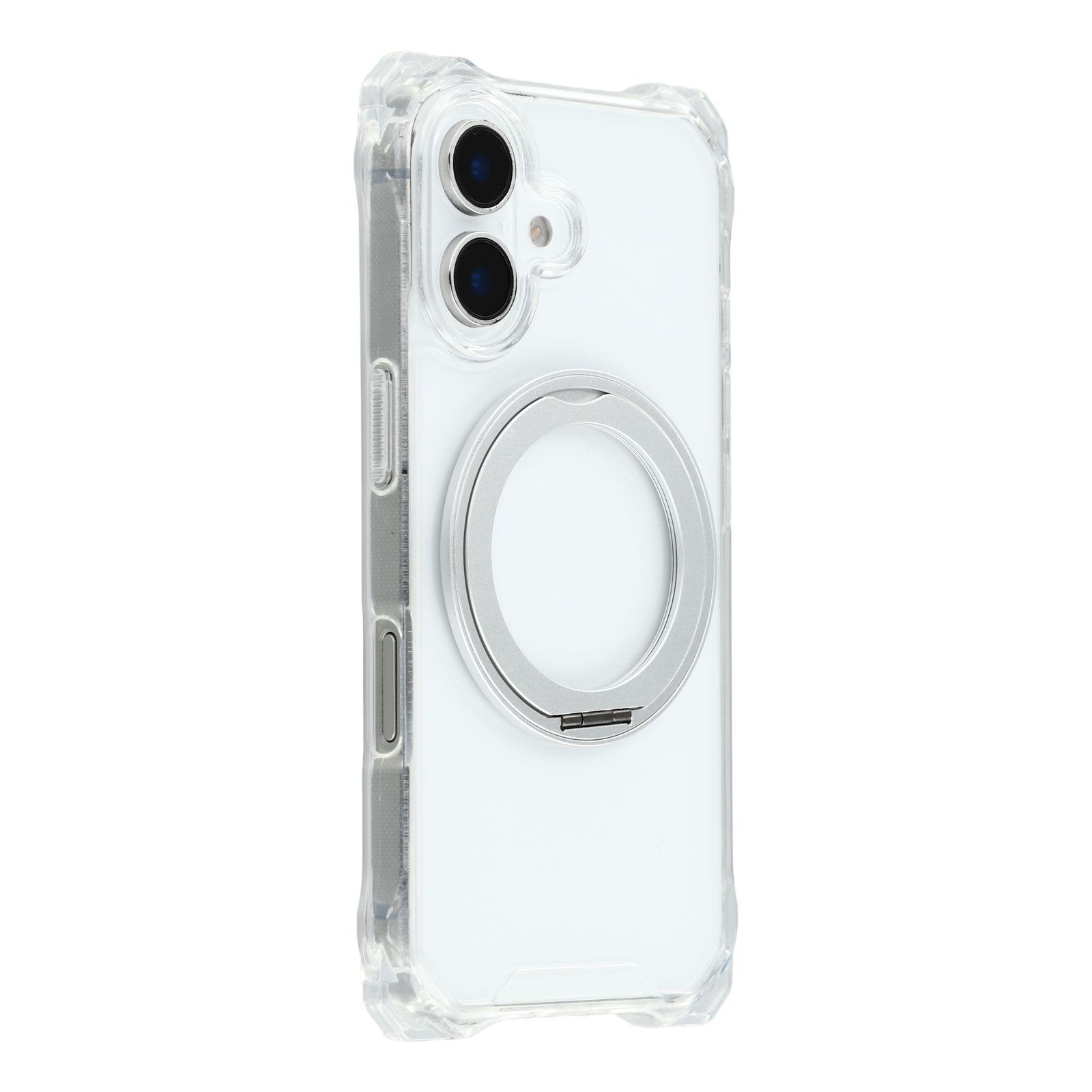 

For iPhone 16 Magnetic Case Ring Kickstand TPU + PC Phone Cover D