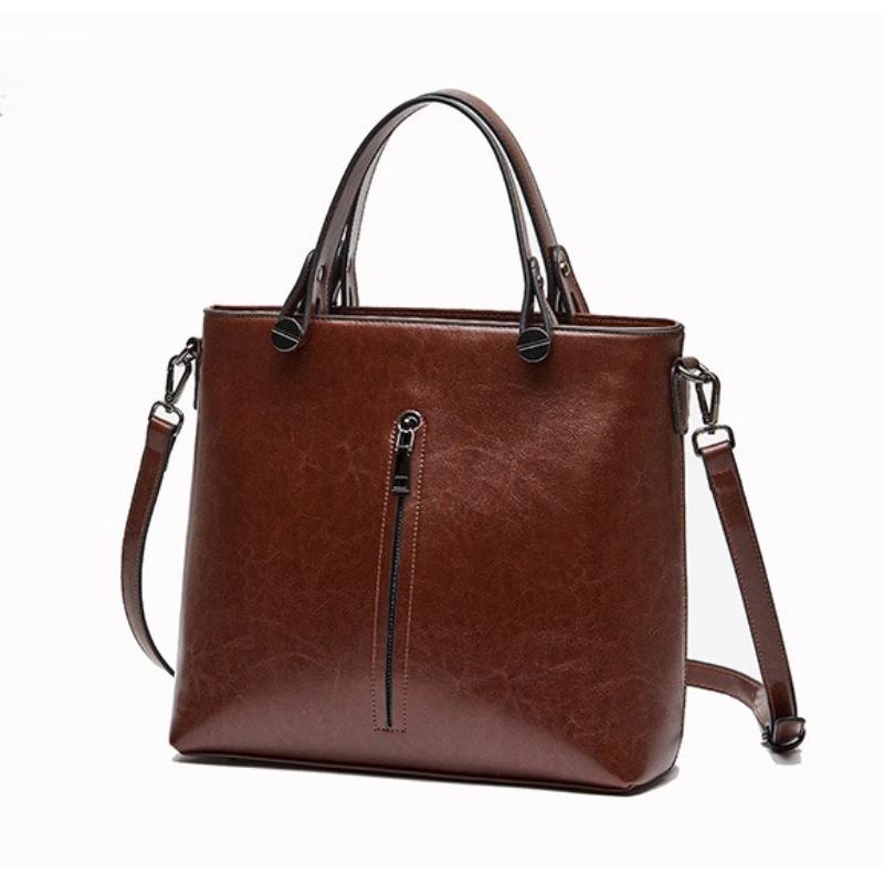Women Shoulder Cross Body Handbag Top Handle Bag Genuine Leather Casual Designer Lady Female Oil Wax Cowhide Messenger Tote Bag