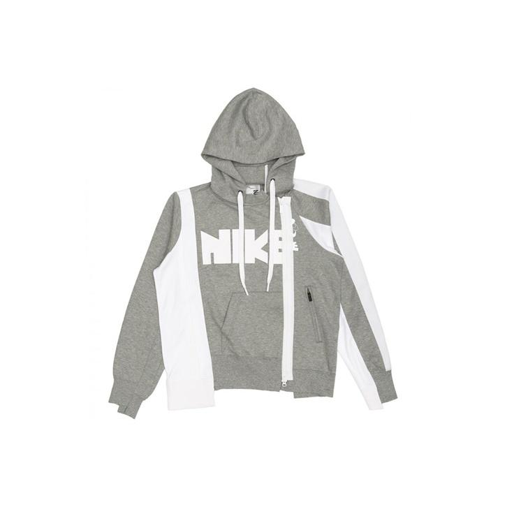 Nike x Sacai Double-Zip Hoodie Dark Grey Heather/White Men Outerwear CD6303-063