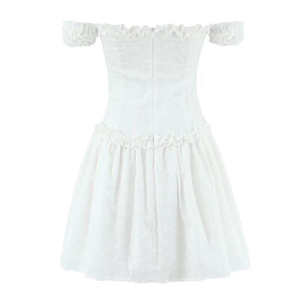 French Chic White Lace Camisole Dress: Summer Waist-Cinching Sexy Short Skirt for Women
