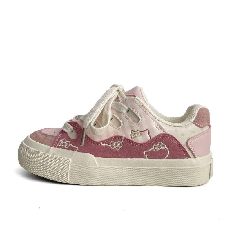 Korean Style Casual Platform Sneakers Women Cute Bread Shoes White Pink Blue