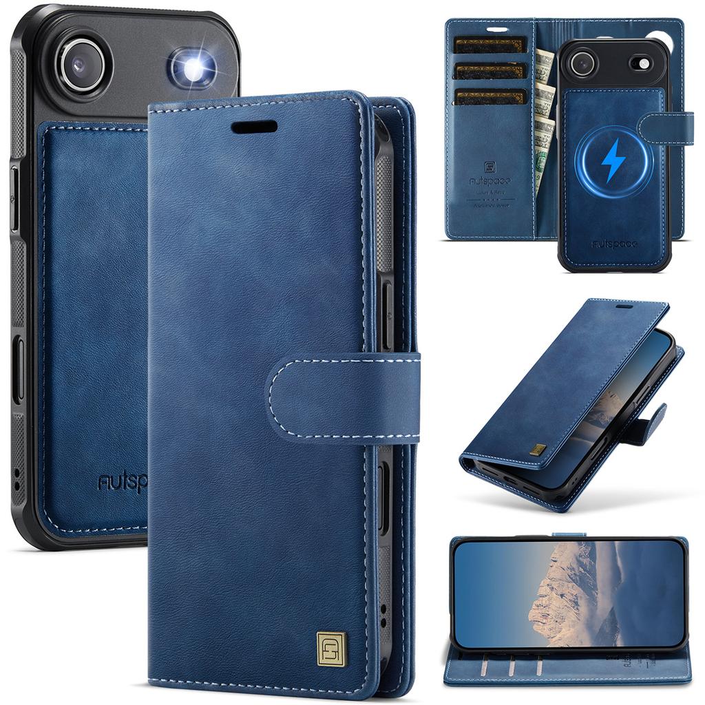 2-in-1 Magnetic Magnetic Detachable Wallet Case for iPhone 17/17 Pro/17 Max/17 Air - PU Leather, Card Slots, MagSafe Charging, 360° Protection