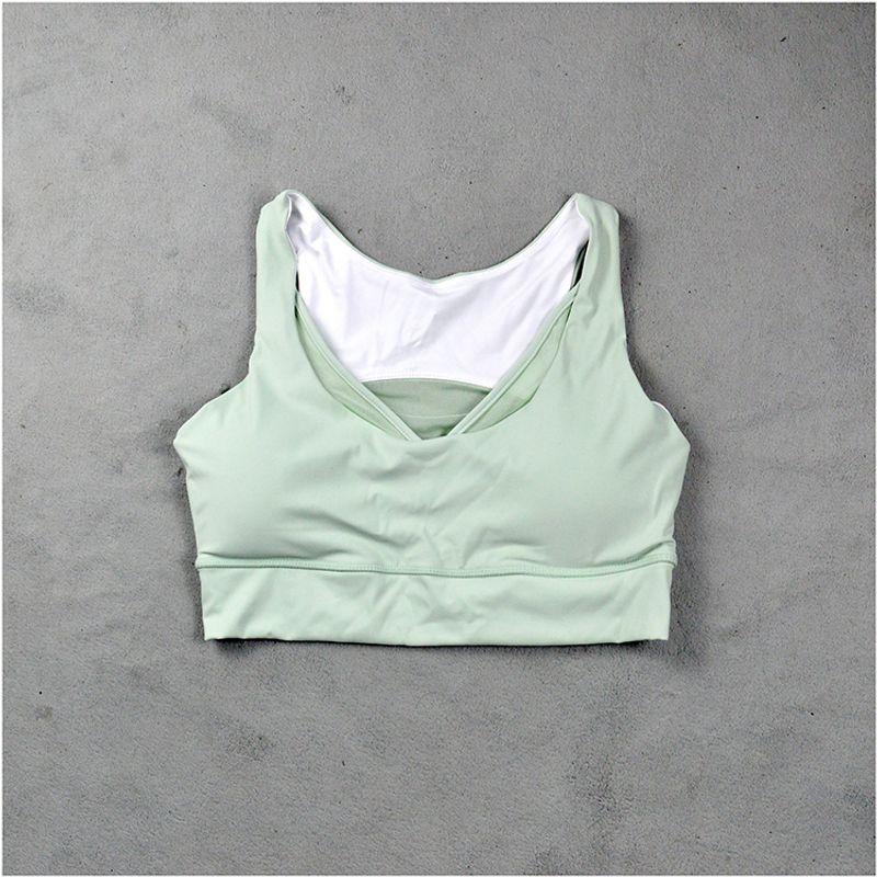

Внешнеторговой жилет для йоги женский спортивный бюстгальтер ударопрочный топ для бега с подушечкой красивая спинка ткань с ощущением масла и облака Ai Green L
