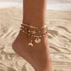 Ingemark Exquisite Fishtail Scallop Starfish Pendent Anklet Chain Women Summer Beach Vacation Rice Beads Feet Chain New Jewelry