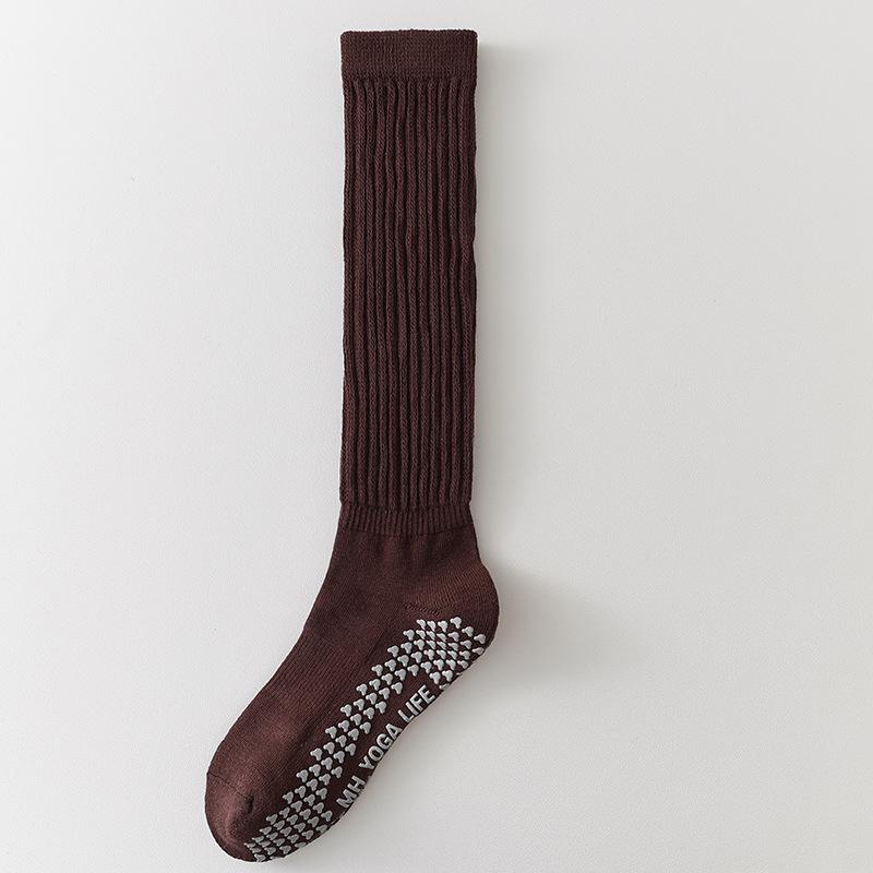 Einfache einfarbige lange Yoga-Socken Professionelle Pilates dicke Sport-Fitness Silikon Anti-Rutsch-Socken für Damen