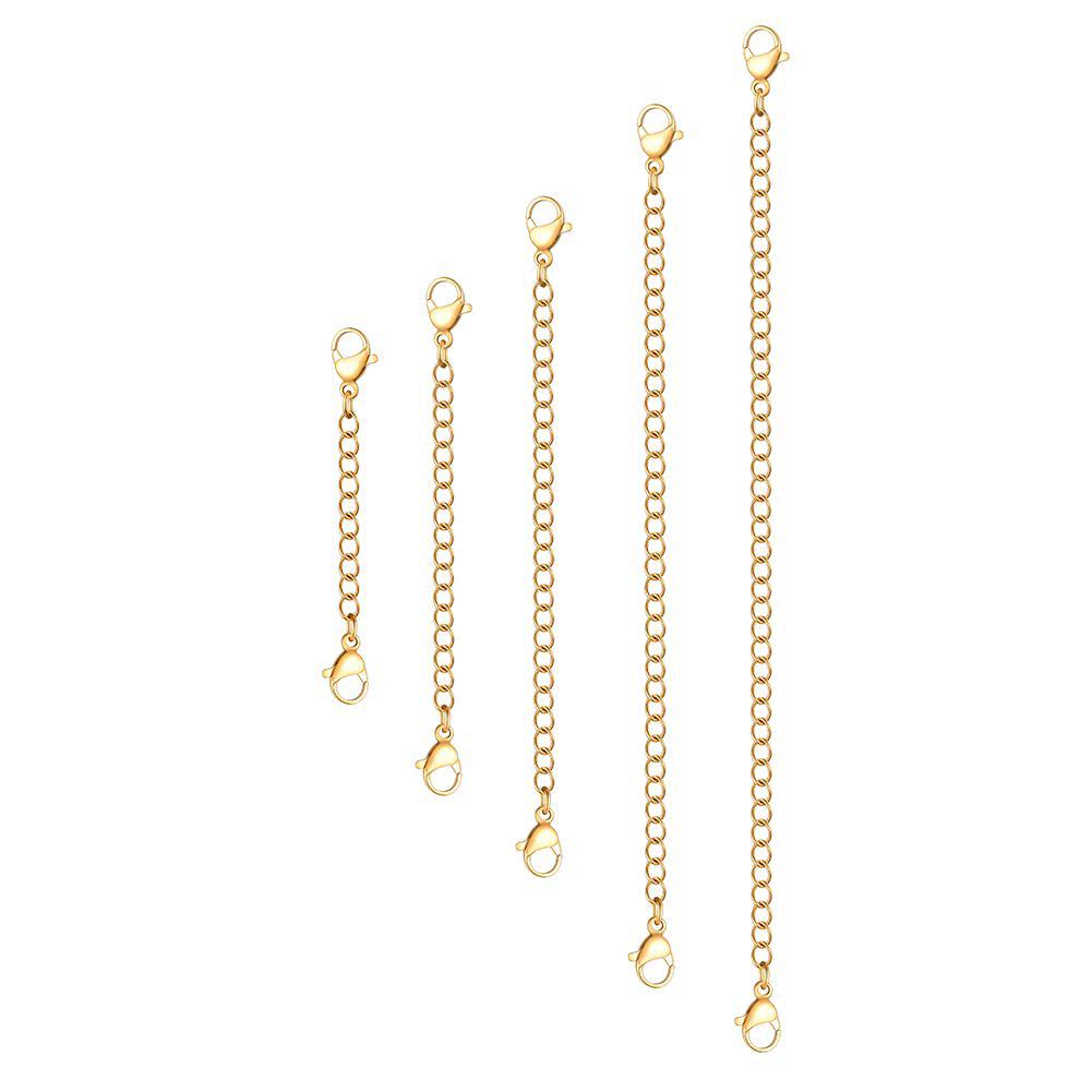 Gold Necklace Extender Chain with Double Lobster Clasp - Multi-Size Adjustable, Handmade DIY Extension.