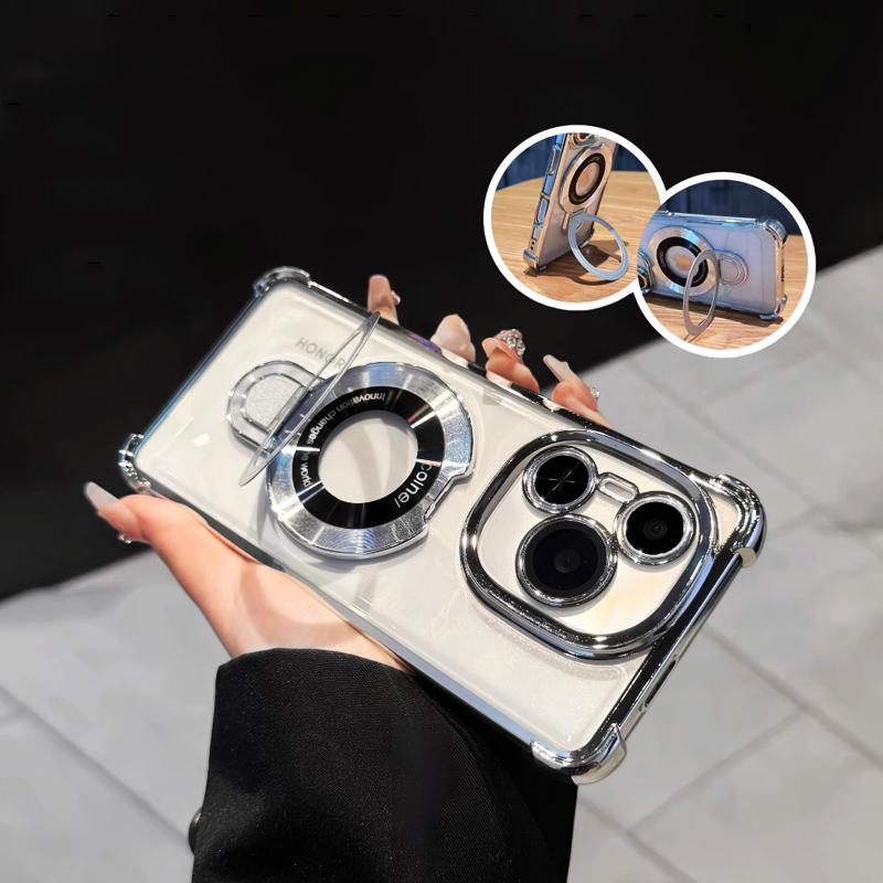 New Plating Magnetic Magsafe Bracket Shockproof Case For Motorola MOTO Edge 60 Edge 50 Edge50 Fusion Pro Neo Stand Holder Cover