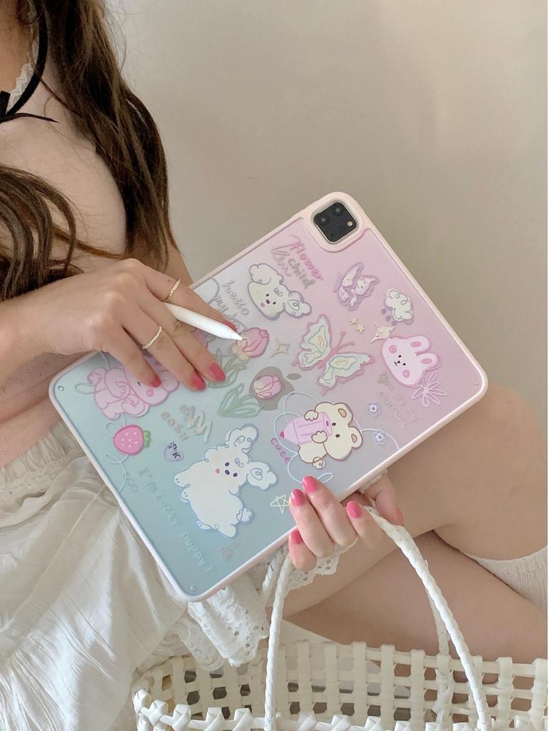 Acrylic Butterfly Tulip Rabbit Case for iPad Pro (2021-2025)