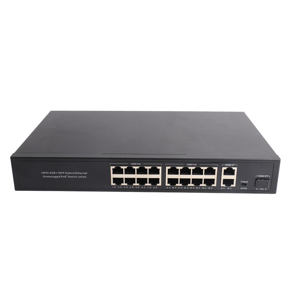 Ethernet Switch 16 Port 10100M Adaptiv RJ45 2 Uplink Gigabit für Computernetzwerke EU-Stecker