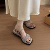 Fashion On A Wedge Slippers Soft Female Shoes Luxury Slides Jelly Flip Flops Square Toe Comfort 2025 Designer Glitter Crystal Scandals
