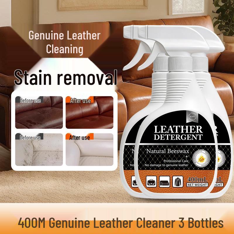 Genuine Leather Care: Sofa & Bag Stain Remover, Cleaner & Conditioner, No-Wash Formula.