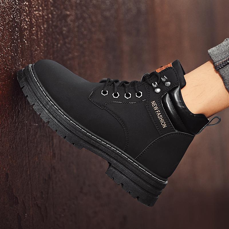 Herenmode Britse casual laarzen lente en herfst nieuw hoge schacht zachte zool antislip jeugd outdoor hoge schacht werklaarzen gele laarzen