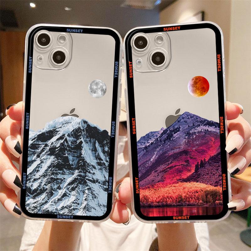 Clear Case For Apple iPhone 14 11 13 12 Pro 7 8 Plus XR X XS Max 6 6S 13Pro Silicone Phone Cover Aesthetic Snow Mountain