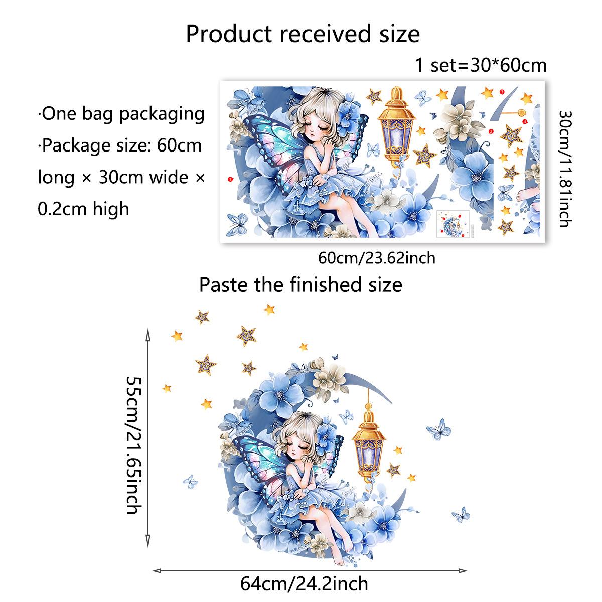 

Наклейки на стену Фея цветов Лунная бабочка для комнаты девочки, спальни, украшение дома, арт-наклейки