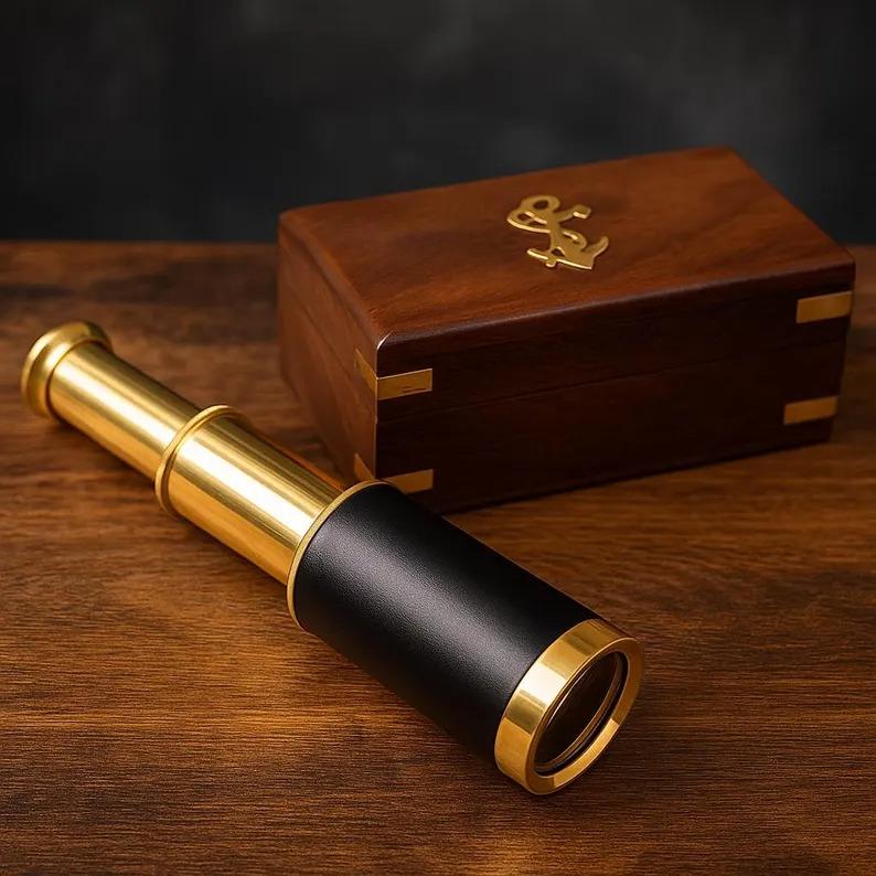 Antique Brass Nautical Telescope: Vintage Pirate Spyglass Decor