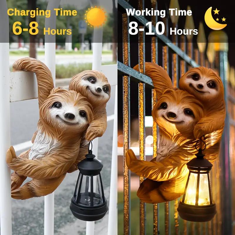 Solar-Powered Wall-Mounted Sloth Night Light, Adorable Mother and Baby Sleeping Animal Lamp for Garden Fence Decoration