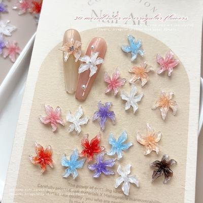 30Pcs Lily Flower Nail Art Charms 3D Nail Decoration Manicure Accessories Resin Material DIY Nail Art Enthusiasts