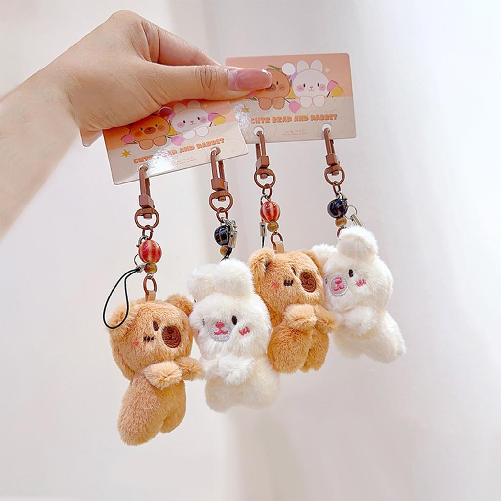 Plush Bear Rabbit Keychain Toy Stuffed Doll Bag Pendant Decoration Gift Kids