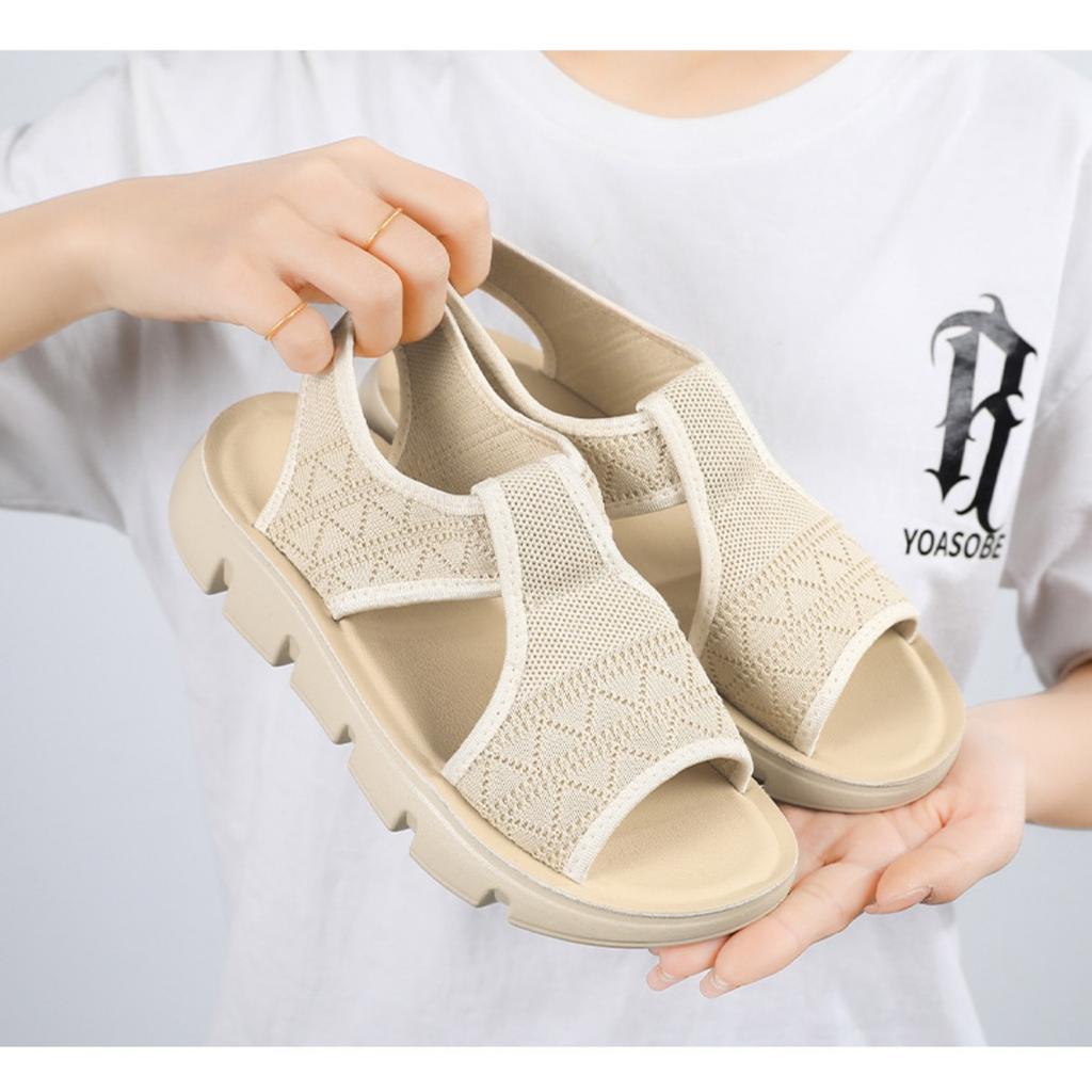 Sandale de vară noi pentru femei, din tricot Flyknit respirabil, cu poliuretan ușor, cu degete libere, răcoroase pentru femei