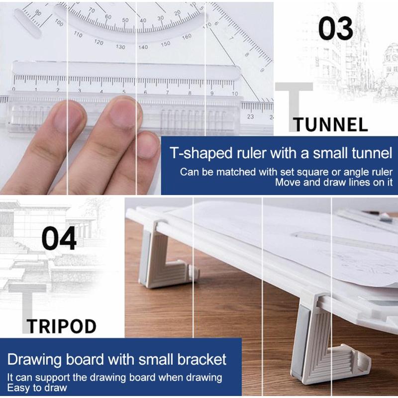 Zeichenbrett Multifunktionale Metrische Zeichenplatte mit Klarlineal Parallelbewegung und Winkelverstellbarem Messsystem