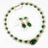 Luxury Beautiful Onyx Green Whitening Jewellery Necklace and Earrings 2 Pcs Wedding Party Gift Dubai Women Prom M-583