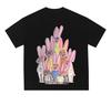 New Black Crew Neck Tshirt Watercolor Cute Group Rabbit Family FrontPrint Unisex Cotton Short Sleeve Tee