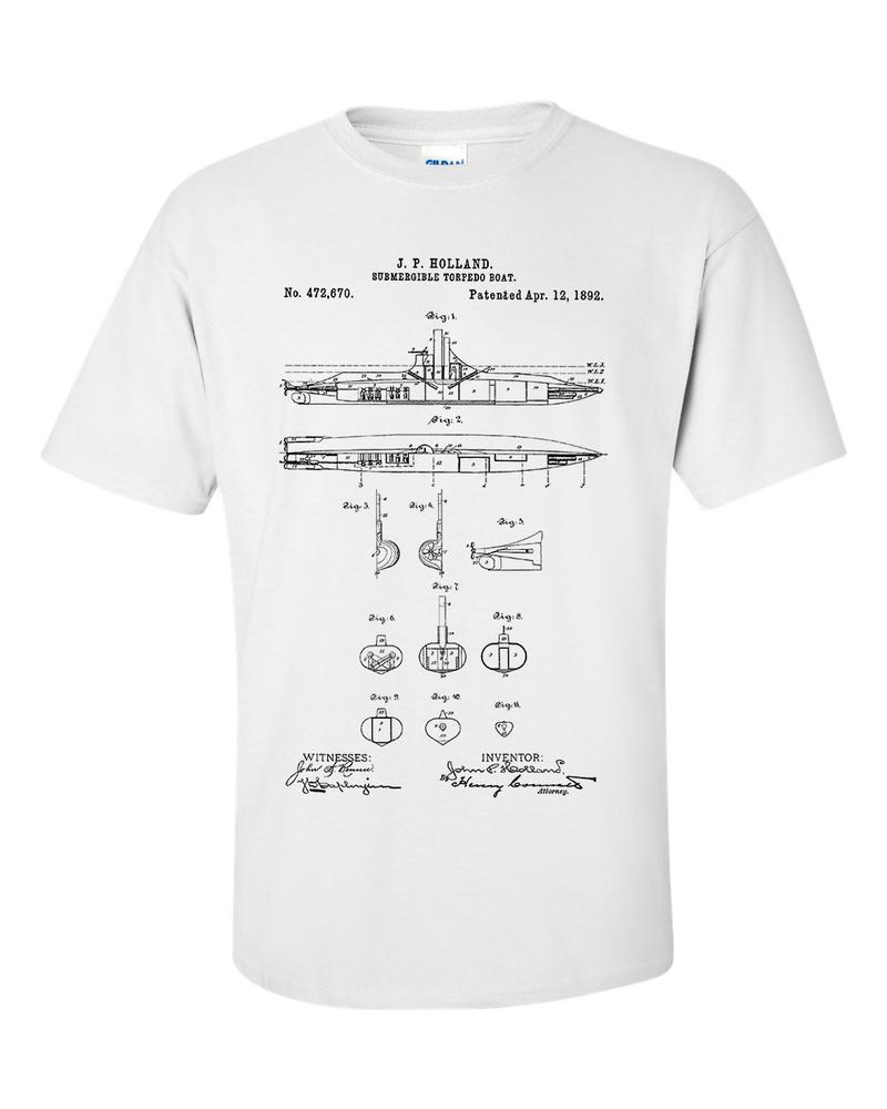 Submarine Patent TShirt Submariner Sub Technical Drawing Shirt 2XL