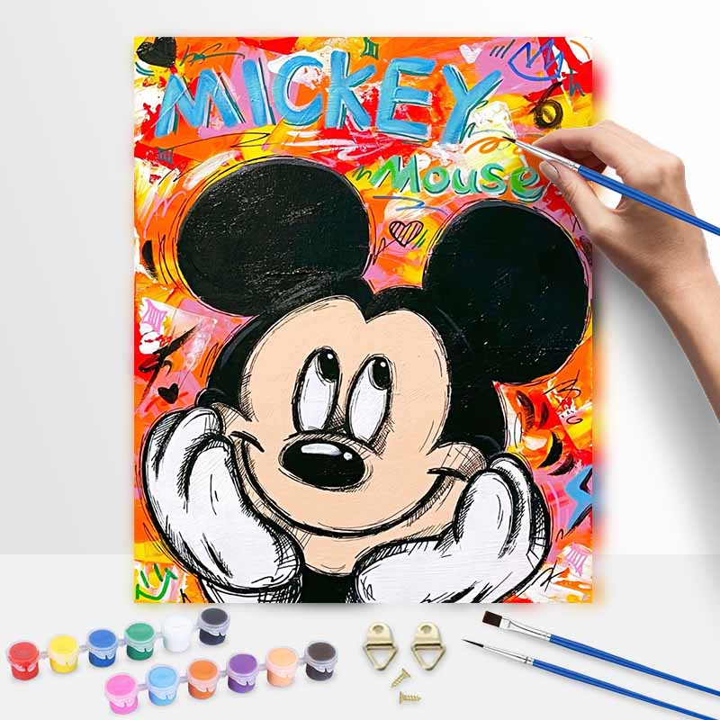 Disney Graffiti Mickey Mouse Digital Oil Painting Diy Coloring Handpainted Filling Home Decoration Gift Canvas Wall Art Decor