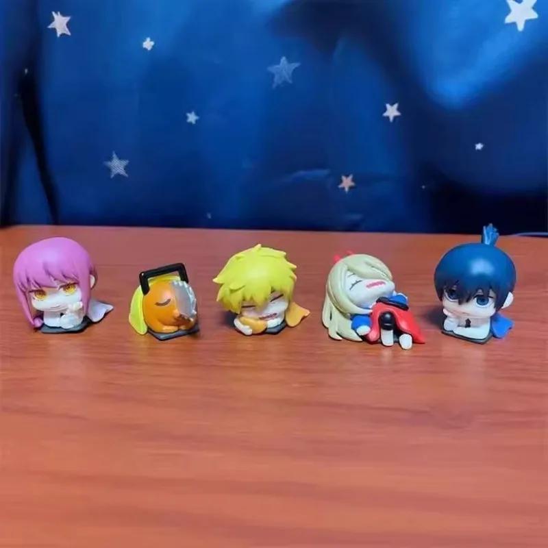 1inch Cute Chainsaw Man Action Figurine Mini Denji Power Makima Sleep Statues Aki Hayakawa Pochita Anime Figure Home Decorations