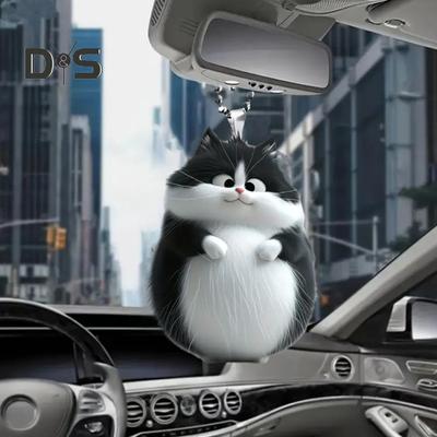 Kat Hanger Achteruitkijkspiegel Ornament Auto Interieur Auto Decoratie Acryl Speelse Charme Platte 2D Kitten Hanger Cadeau voor Familie Vrienden