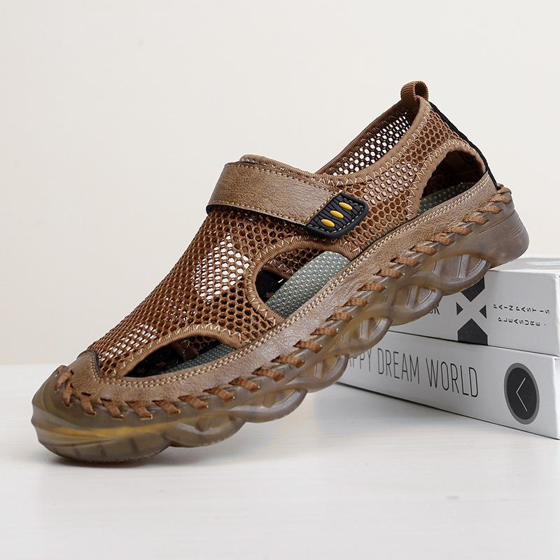 

Чоловічі босоніжки високого класу, дихаюча сумка, великий розмір, римське взуття в печері 47 темно-коричневого кольору