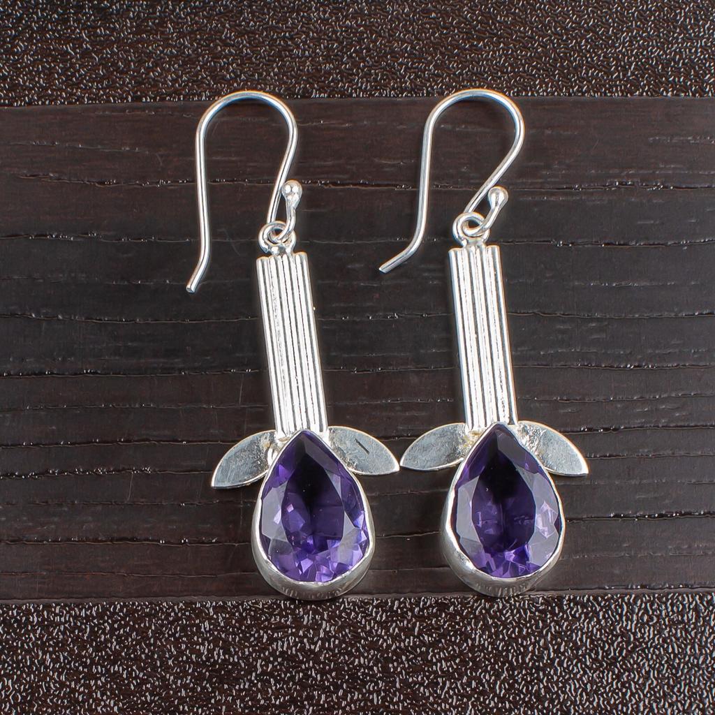 Natural Iolite Gemstone 925 Sterling Silver Handmade Jewelry Earring For Wife EE-36-7