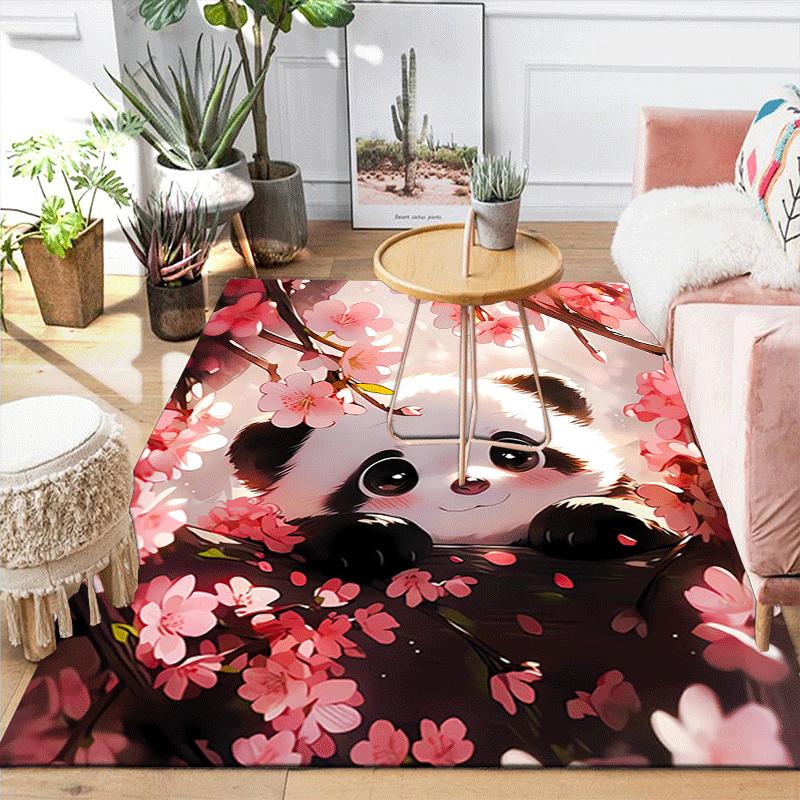 1pc Cute Panda Design Area Rug - Soft, Anti-Slip, and Durable Gaming Room Decor for Bedroom
