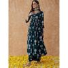 Rytras Women's Printed Alia Cut Kurta and Palazzos Set (Green,3XL)