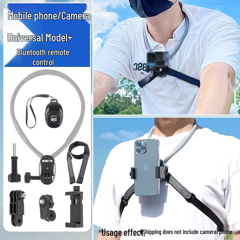 Neck-Mounted Sports Camera and Phone Holder for Cycling
