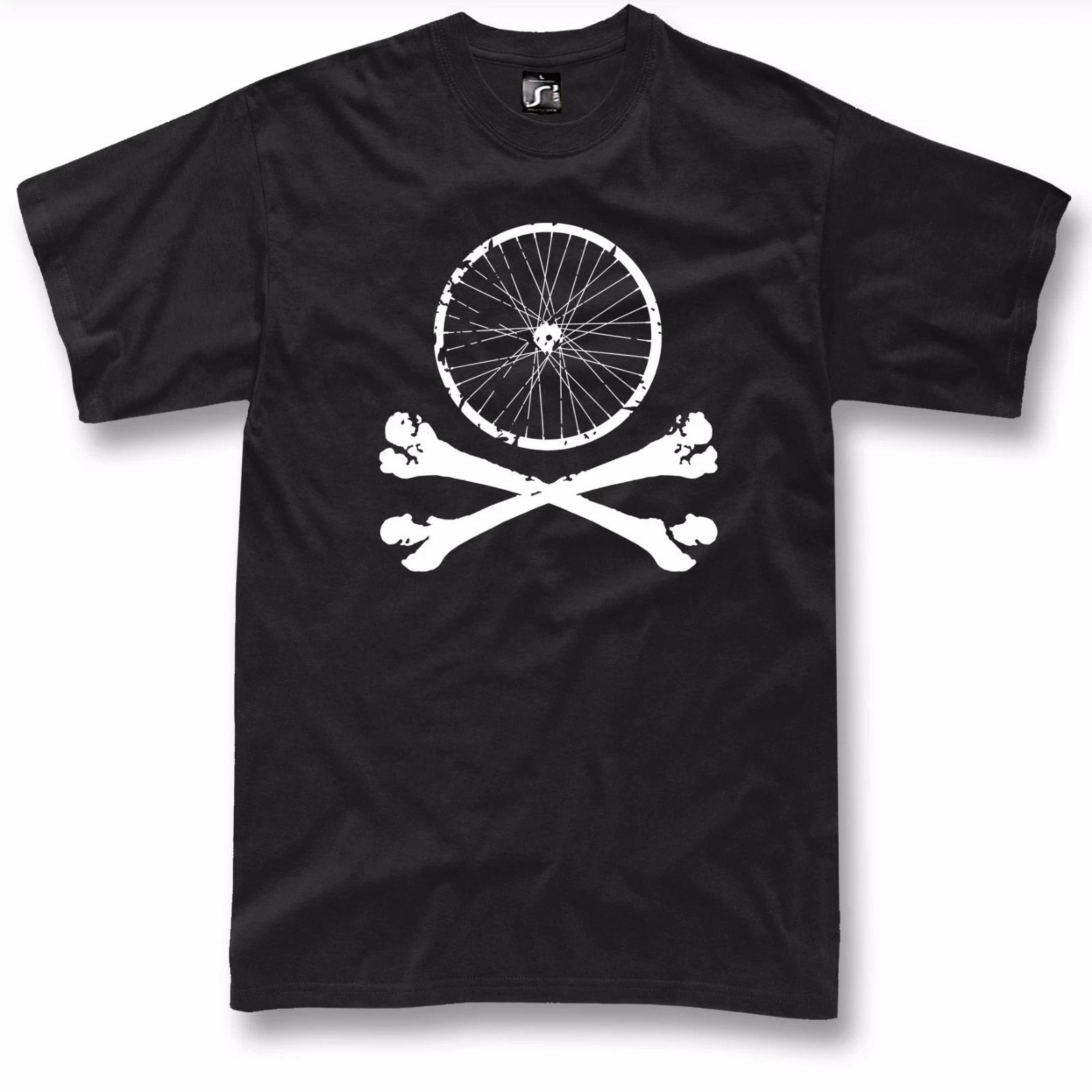 Bike Wheel Skull T-Shirt Mountain Bike MTB Bicycle Downhill Unisex Mens Tee XXXL