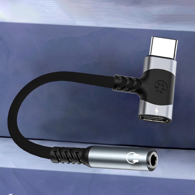 2 In 1 Type C To 3.5mm Extension Cable Fast Charging Portable for Headphone Mobile Phone Enhances Sound Output Quality