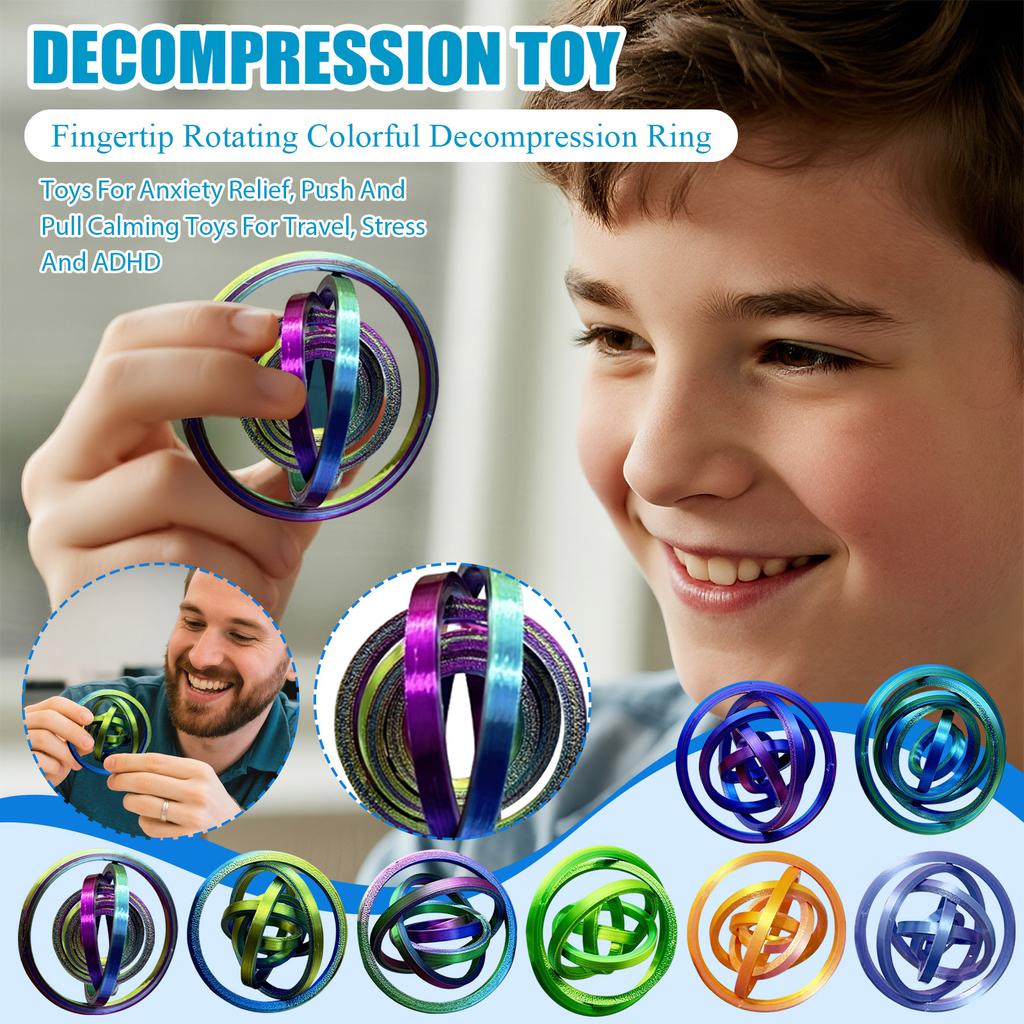 3D Printed Fingertip Rotating Colorful Decompression Ring