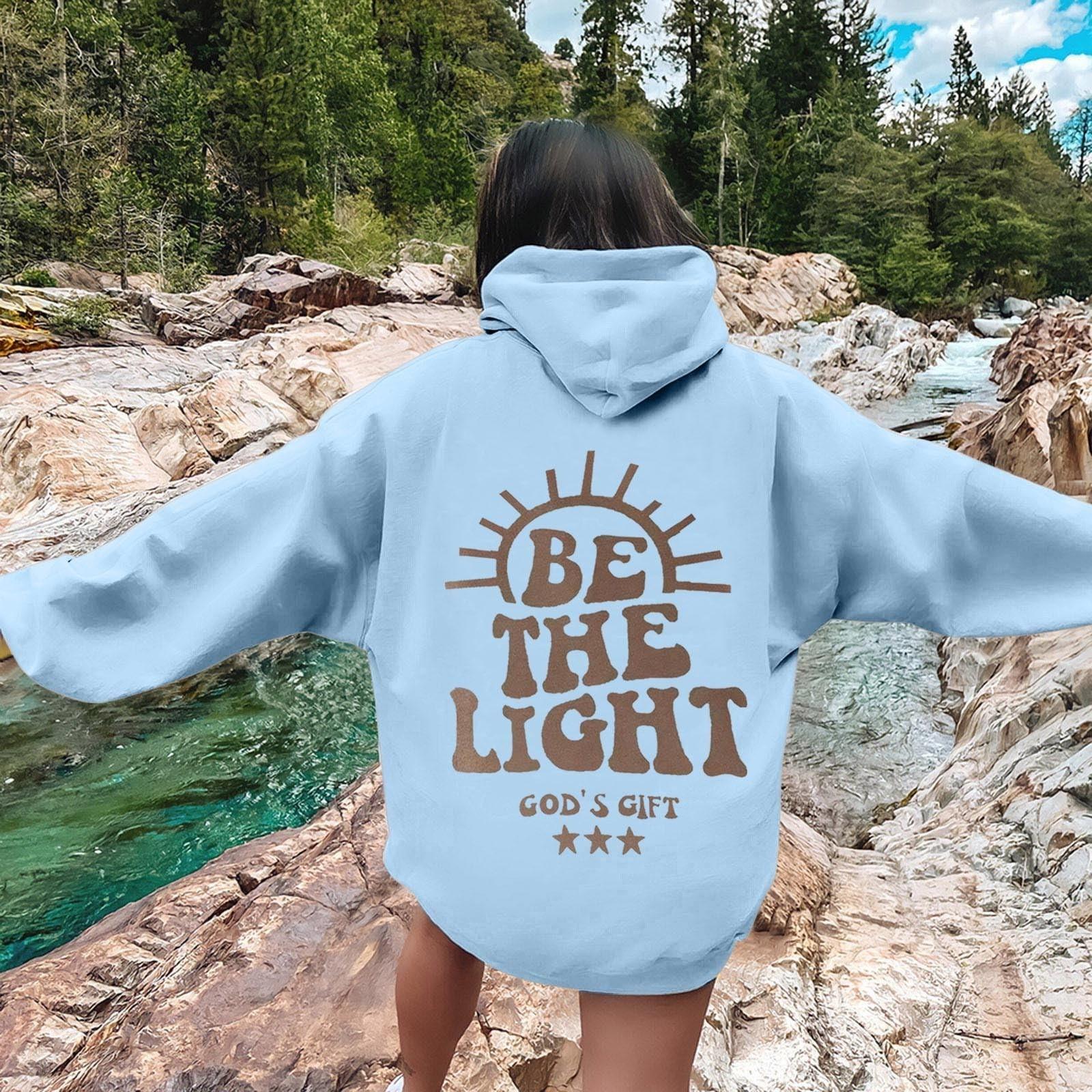 Женский повседневный модный спортивный костюм с принтом, повседневная толстовка с капюшоном и длинными рукавами M светло-синий